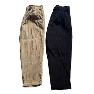 LOT OF 2 - Eddie Bauer Corduroy Pleated Pants Men’s Size 38x30 Black Tan Brown